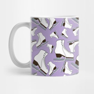 Figure Skates on Purple Rose Background Design Mug